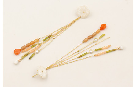 Pendientes fleco cadena eslabón pequeño dorado con