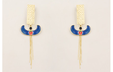 Pendientes esfinge esmaltada azul, negro,rojo con 