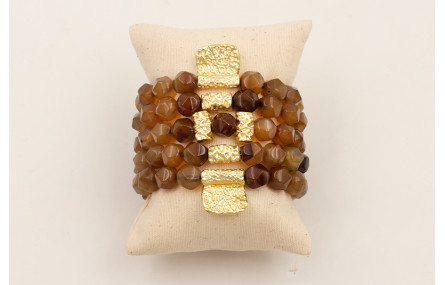 Pulsera ancha facetadas irregular marrón traslucid