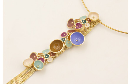 Collar rígido acero inoxidable con colgante semi b