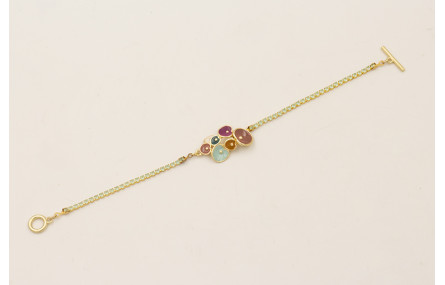 Pulsera cadena strass agua opal con pieza flores e