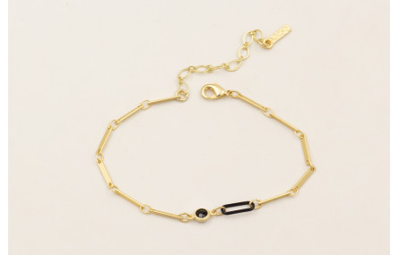 Pulsera cadena listones dorados mate, eslabón cade