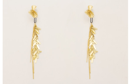 Pendientes perno retorcio dorado mate con fleco ca