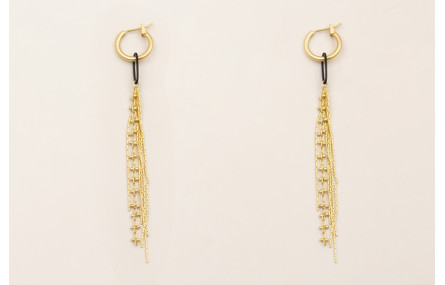 Pendientes aro cerrado dorado mate con fleco caden
