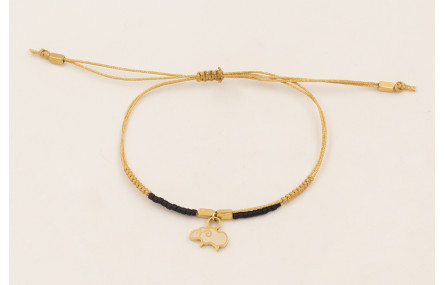 Pulsera hilo dorado con nudo serpiente, miyuki neg