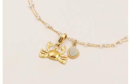 Collar cadena doble ACERO INOXIDABLE con perlitas 