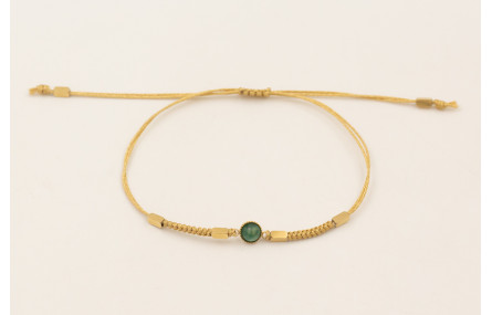 Pulsera hilo macramé metálico dorado con nudo serp