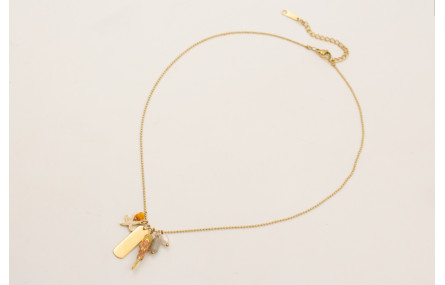 Collar cadena bolitas ACERO INOXIDABLE con colgant