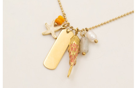 Collar cadena bolitas ACERO INOXIDABLE con colgant