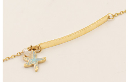 Pulsera ACERO INOXIDABLE chapita alargada con colg