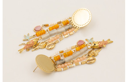 Pendientes  ACERO INOXIDABLE con mini perlas natur