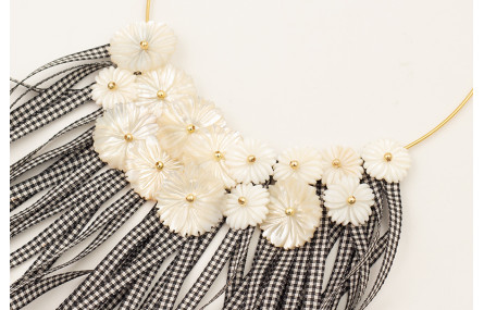 Collar rigído ACERO INOXIDABLE con flecos lazo vic