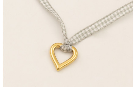 Collar ACERO INOXIDABLE lazo vichy cuadros grises 