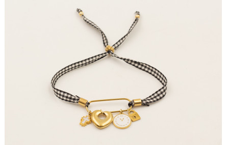 Pulsera ACERO INOXIDABLE eslabón alargado, colgant