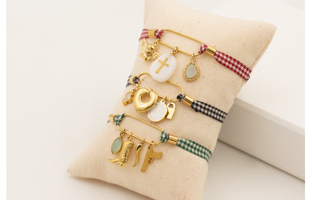 Pulsera ACERO INOXIDABLE eslabón alargado, colgant