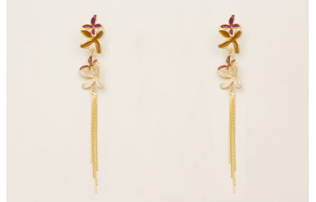 Pendientes flores esmaltadas marron, beige, carden