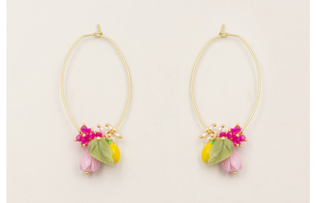 Pendientes aro ovalado dorado mate con burruños de