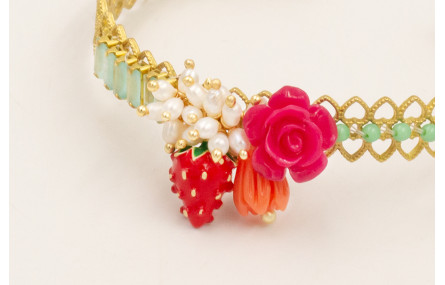 Pulsera rigida labrada dorada mate con burruño per