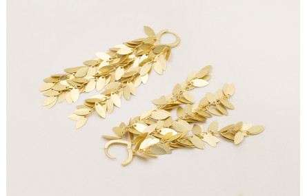 Pendientes gota 3 anillas dorado mate con flecos c