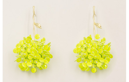 Pendientes bola de lentejuelas fluor y perno rama 