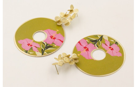 Pendientes ramillete hojas redondas dorado mate co