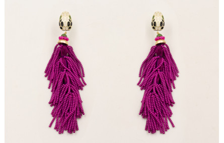 Pendientes fleco abalorio purpura con facetadas fa