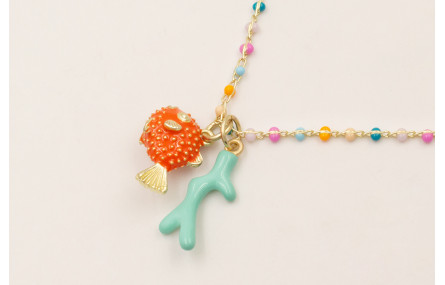 Collar cadena micro esmaltes colores con colgante 