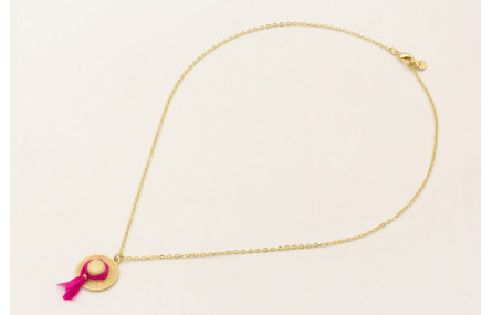 Collar cadena eslabón pequeño dorado mate con colg