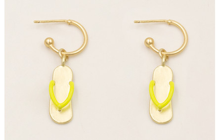 Pendientes aro con bolita y colgante chancleta esm