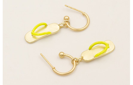 Pendientes aro con bolita y colgante chancleta esm