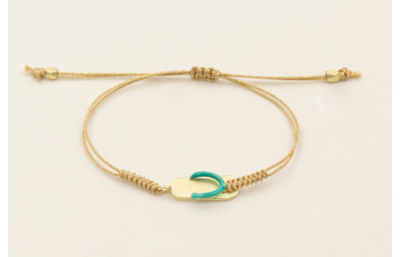 Pulsera cordón dorado con nudo serpiente y chancle