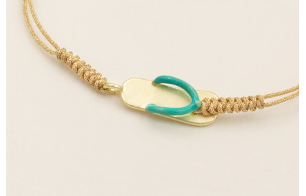 Pulsera cordón dorado con nudo serpiente y chancle