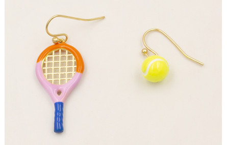 Pendientes raqueta esmaltada morada,azul,naranja  