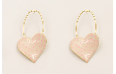 Pendientes herradura grande con corazones esmaltad