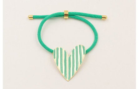 Pulsera cordón preparado color turquesa con corazó