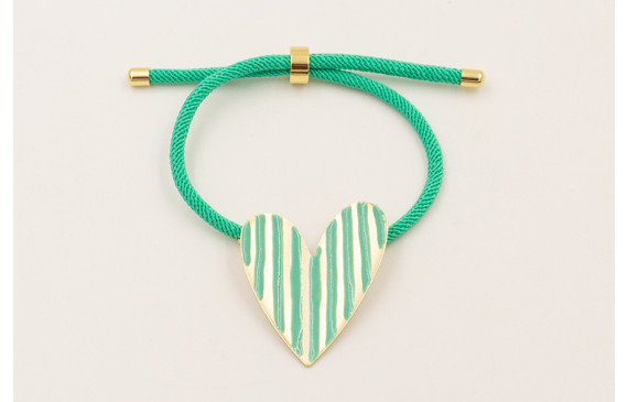 Pulsera cordón preparado color turquesa con corazó