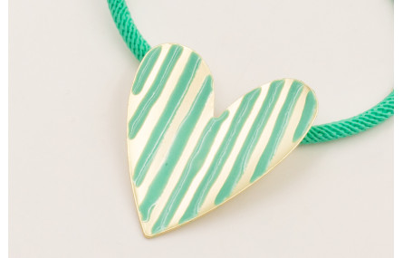 Pulsera cordón preparado color turquesa con corazó