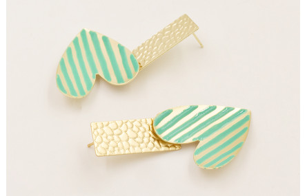 Pendientes perno rectangular relieve reptil y colg