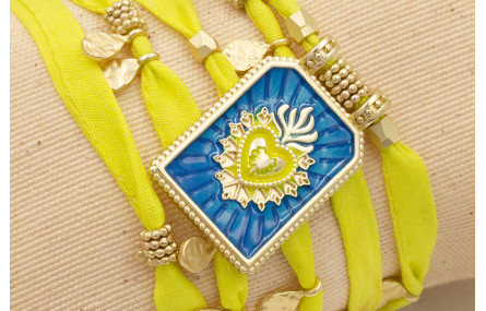 Pulsera varias vueltas de seda natural color fluor