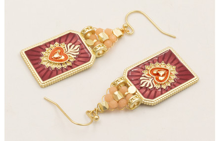 Pendientes colgante sagrado corazón esmaltado gran