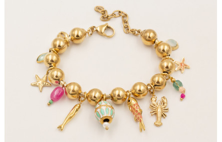 Pulsera completa ACERO INOXIDABLE bolas grandes co