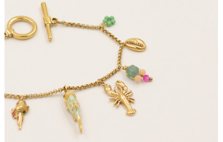 Pulsera  ACERO INOXIDABLE cadena aritos con colgan