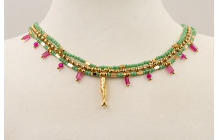 Collar 3 vueltas ACERO INOXIDABLE de cadena caompl