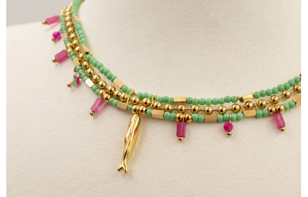 Collar 3 vueltas ACERO INOXIDABLE de cadena caompl