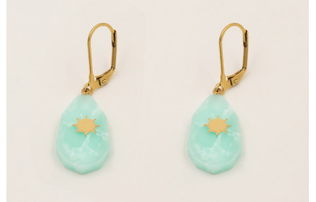 Pendientes colgante piedra turquesa con sol y pern