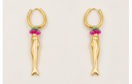 Pendientes aro cerrado ACERO INOXIDABLE con colgan