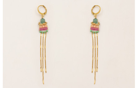 Pendientes cierre redondo ACERO INOXIDABLE flecos 