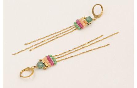 Pendientes cierre redondo ACERO INOXIDABLE flecos 