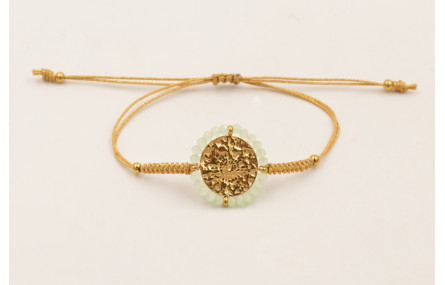 Pulsera hilo dorado con nudo serpiente, centro mon