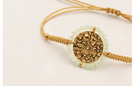 Pulsera hilo dorado con nudo serpiente, centro mon